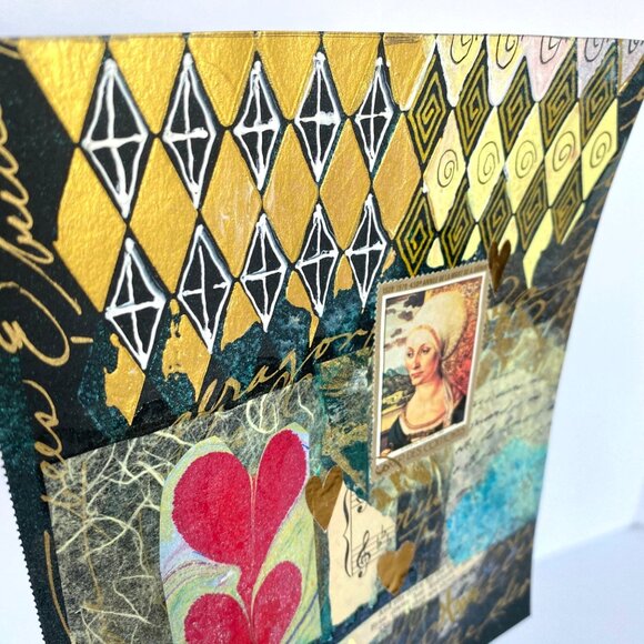 African Renaissance Original Art Painting Collage Mixed Media Matted 8x10in - Picture 5 of 11